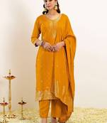 Women Ethnic Motifs Regular Kurta with Trousers & With Dupatta