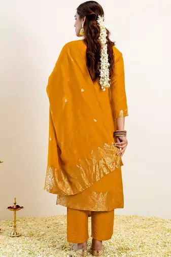 Women Ethnic Motifs Regular Kurta with Trousers & With Dupatta