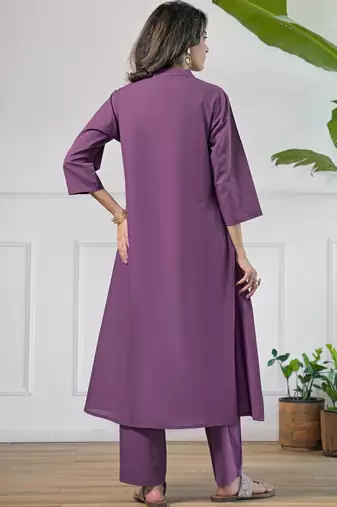 Women Floral Embroidered Regular Thread Work Pure Cotton Kurta with Trousers & With Dupatta