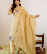 Women Embroidered Regular Kurta with Pyjamas & With Dupatta