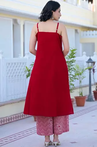 Women Embroidered Regular Gotta Patti Kurta with Palazzos & With Dupatta