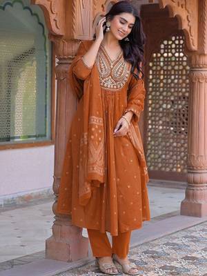 Women Ethnic Motifs Embroidered Regular Thread Work Kurta with Trousers & With Dupatta 1
