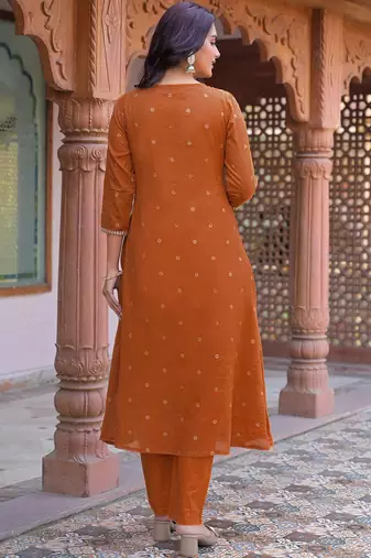 Women Ethnic Motifs Embroidered Regular Thread Work Kurta with Trousers & With Dupatta