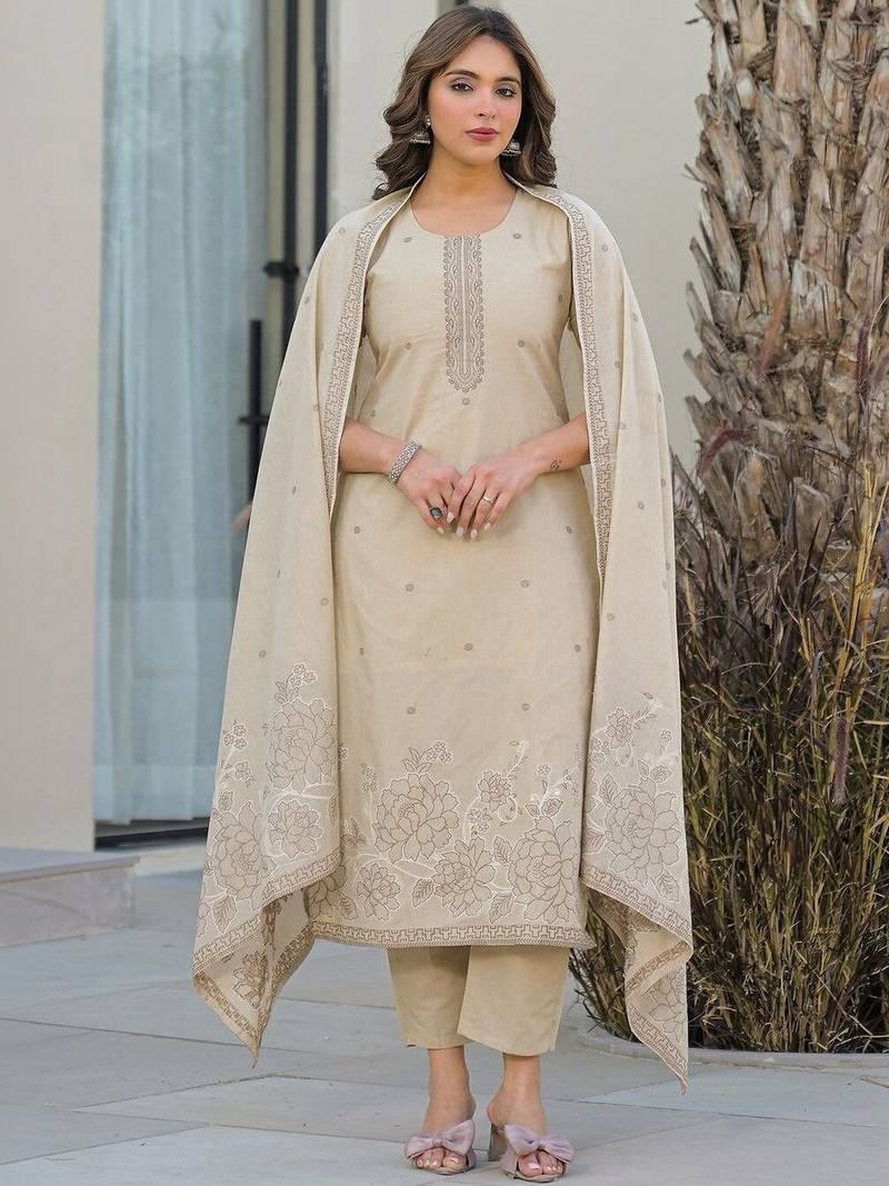 Women Ethnic Motifs Embroidered Regular Thread Work Kurta with Trousers & With Dupatta