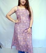 Light Purple Bagru HandBlock Prinnted Cotton Long Kurti