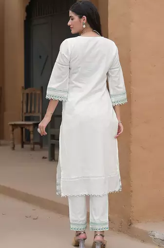 Women Ethnic Motifs Embroidered Regular Thread Work Kurta with Trousers & With Dupatta
