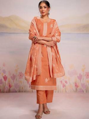 Women Ethnic Motifs Embroidered Regular Thread Work Pure Cotton Kurta with Trousers & With Dupatta 1