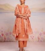 Women Ethnic Motifs Embroidered Regular Thread Work Pure Cotton Kurta with Trousers & With Dupatta
