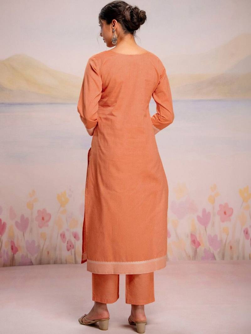 Women Ethnic Motifs Embroidered Regular Thread Work Pure Cotton Kurta with Trousers & With Dupatta