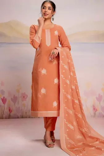 Women Ethnic Motifs Embroidered Regular Thread Work Pure Cotton Kurta with Trousers & With Dupatta