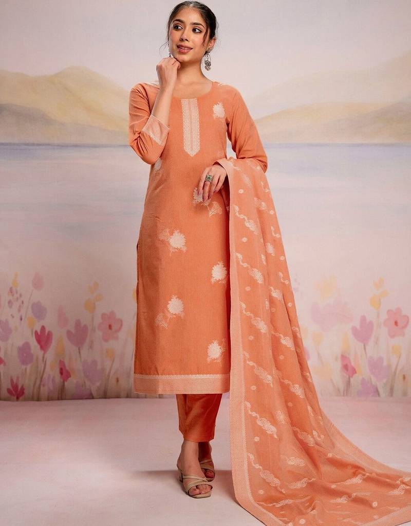 Women Ethnic Motifs Embroidered Regular Thread Work Pure Cotton Kurta with Trousers & With Dupatta