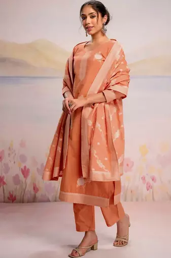 Women Ethnic Motifs Embroidered Regular Thread Work Pure Cotton Kurta with Trousers & With Dupatta