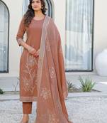Women Ethnic Motifs Embroidered Regular Thread Work Kurta with Trousers & With Dupatta