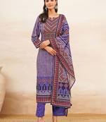 Women Printed Regular Kurta with Pyjamas & With Dupatta