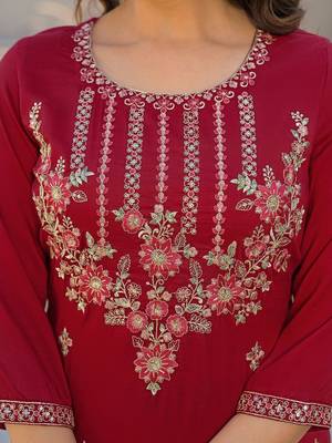 Women Ethnic Motifs Embroidered Regular Thread Work Kurta with Trousers & With Dupatta 6
