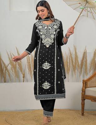Women Ethnic Motifs Embroidered Regular Thread Work Kurta with Trousers & With Dupatta 7