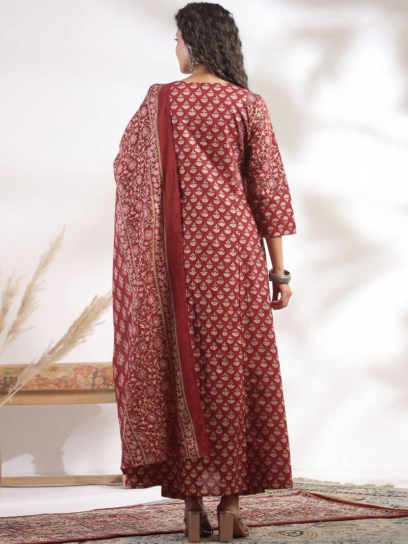 Women Floral Printed Regular Kurta with Trousers & With Dupatta
