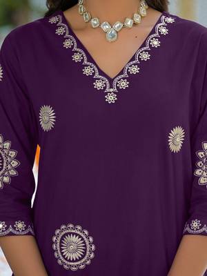 Women Ethnic Motifs Embroidered Regular Thread Work Kurta with Trousers & With Dupatta 5