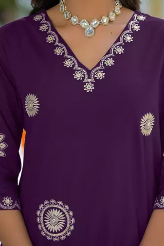 Women Ethnic Motifs Embroidered Regular Thread Work Kurta with Trousers & With Dupatta