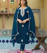Women Ethnic Motifs Embroidered Regular Thread Work Kurta with Trousers & With Dupatta