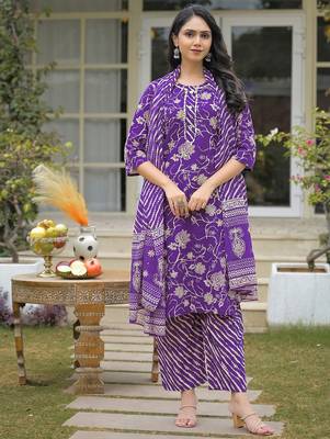 Women Floral Printed Regular Kurta with Palazzos & With Dupatta 1