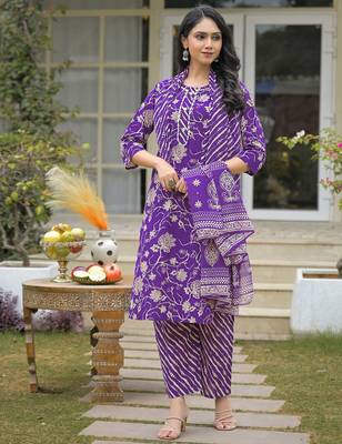 Women Floral Printed Regular Kurta with Palazzos & With Dupatta 4