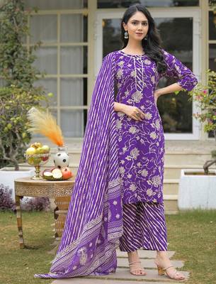 Women Floral Printed Regular Kurta with Palazzos & With Dupatta 5