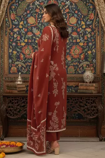 Women Floral Embroidered Regular Thread Work Kurta with Trousers & With Dupatta
