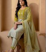Women Ethnic Motifs Embroidered Regular Mirror Work Kurta with Trousers & With Dupatta
