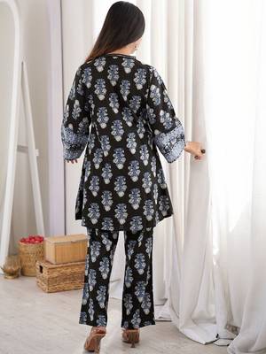Embroidered Black Viscose Rayon Co Ords for Women 2