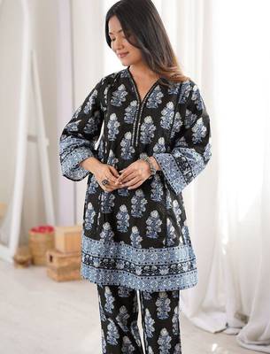 Embroidered Black Viscose Rayon Co Ords for Women 5