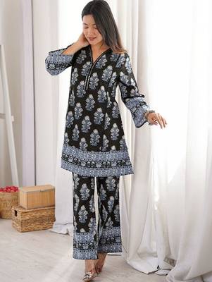 Embroidered Black Viscose Rayon Co Ords for Women 6