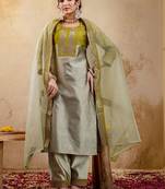 Women Ethnic Motifs Embroidered Regular Sequinned Kurta with Trousers & With Dupatta