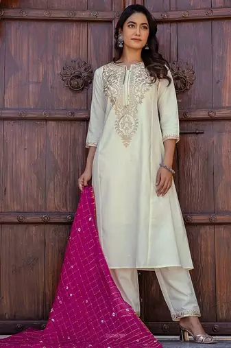 Women Ethnic Motifs Embroidered Kurta with Trousers & Dupatta