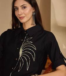 Sequinned Black Roman Silk Co Ords for Women