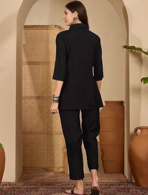 Sequinned Black Roman Silk Co Ords for Women 3