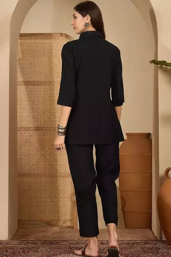 Sequinned Black Roman Silk Co Ords for Women