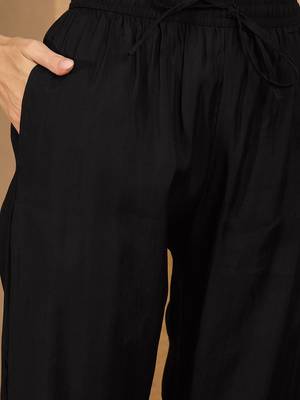 Sequinned Black Roman Silk Co Ords for Women 4