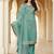 Floral Yoke Design Net Straight Kurta With Trousers & Dupatta