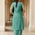 Floral Yoke Design Net Straight Kurta With Trousers & Dupatta