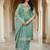 Floral Yoke Design Net Straight Kurta With Trousers & Dupatta
