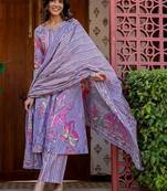 Women Printed Regular Kurta with Pyjamas & With Dupatta