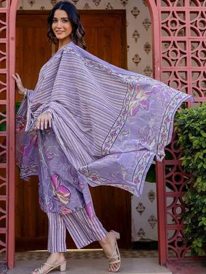 Women Printed Regular Kurta with Pyjamas & With Dupatta 3
