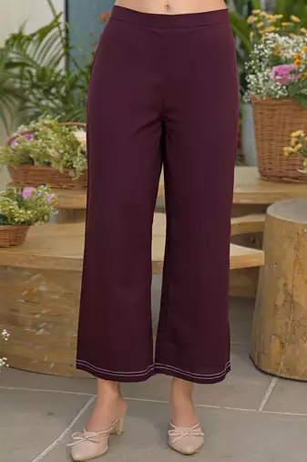 Dyed Wine Viscose Rayon Co Ords for Women