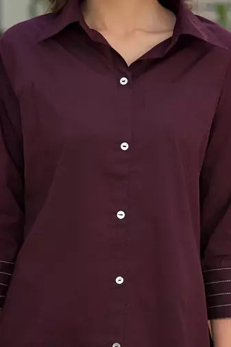 Dyed Wine Viscose Rayon Co Ords for Women