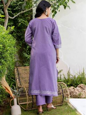 Women Ethnic Motifs Embroidered Regular Thread Work Pure Cotton Kurta with Trousers & With Dupatta 2