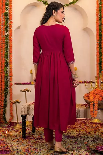 Women Ethnic Motifs Embroidered Anarkali Kurta with Trousers & Dupatta