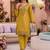 Embroidery Work Mustard Yellow Silk Blend Co Ords for Women