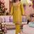 Embroidery Work Mustard Yellow Silk Blend Co Ords for Women