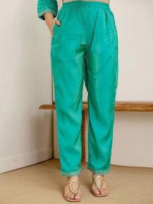 Floral Embroidered Sequinned Straight Kurta With Trousers & Dupatta 4